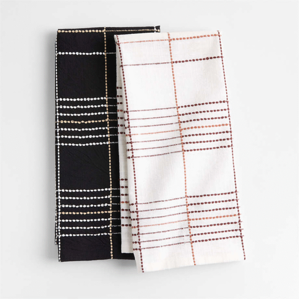 Plaid Ink Black Organic Cotton Dish Towels, Set of 2 - Image 3