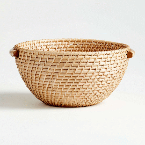 Natural Rattan Bowl with Handles - Image 2